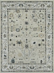 Traditional Ivory/White Wool Area Rug: Mafi Signature Izmir UT-220 (Hand-Knotted Area Rug)