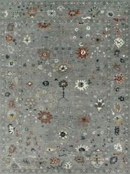 Traditional Grey/Silver Wool Area Rug: Mafi Signature Izmir UT-279 (Hand-Knotted Area Rug)