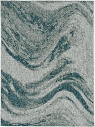 Modern/Indoor-Outdoor Grey/Silver Area Rug: Madison Providence 13165675: Grey/Teal (Power-Loomed Area Rug)