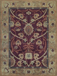 Bohemian Pink/Purple Wool Area Rug: Stickley Bungalow Garden RU-1130 (Hand-Knotted Area Rug)