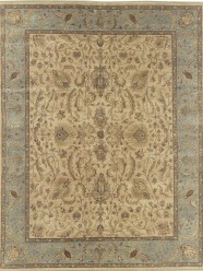 Traditional Ivory/White Wool Area Rug: Stickley Mahal RU-3120 (Hand-Knotted Area Rug)