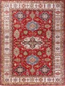 Traditional Red/Burgundy Wool Area Rug: Karachi Mughal 15: Red/Ivory (Hand-Knotted Area Rug)