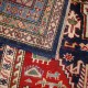 Bohemian/Traditional Red/Burgundy Wool Area Rug: Karachi Mughal 5647: Red/Navy (Hand-Knotted Area Rug)